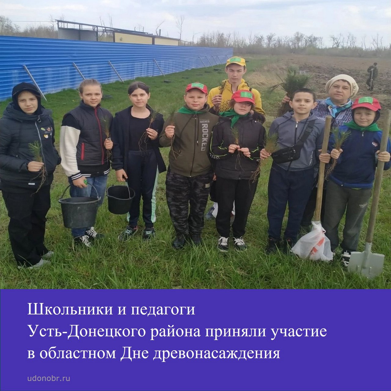 Школьники и педагоги Усть-Донецкого района приняли участие в областном Дне древонасаждения