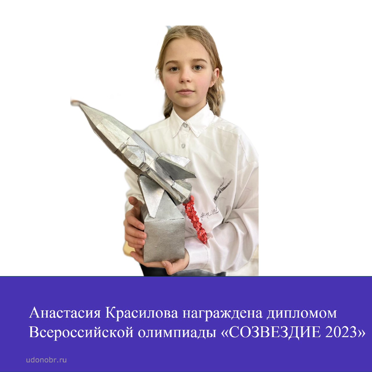 Анастасия Красилова награждена дипломом Всероссийской олимпиады «СОЗВЕЗДИЕ 2023»