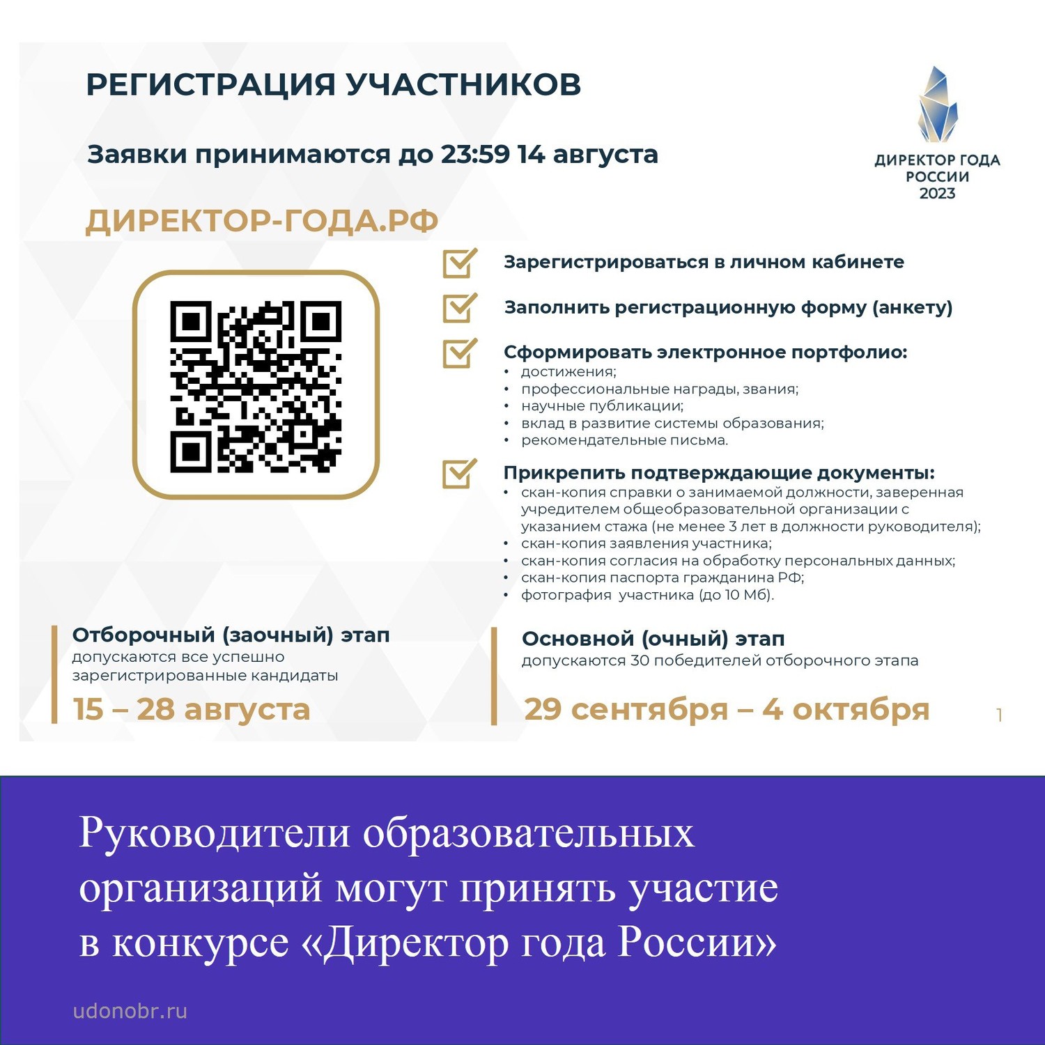 Руководители образовательных организаций могут принять участие во Всероссийском профессиональном конкурсе «Директор года России»